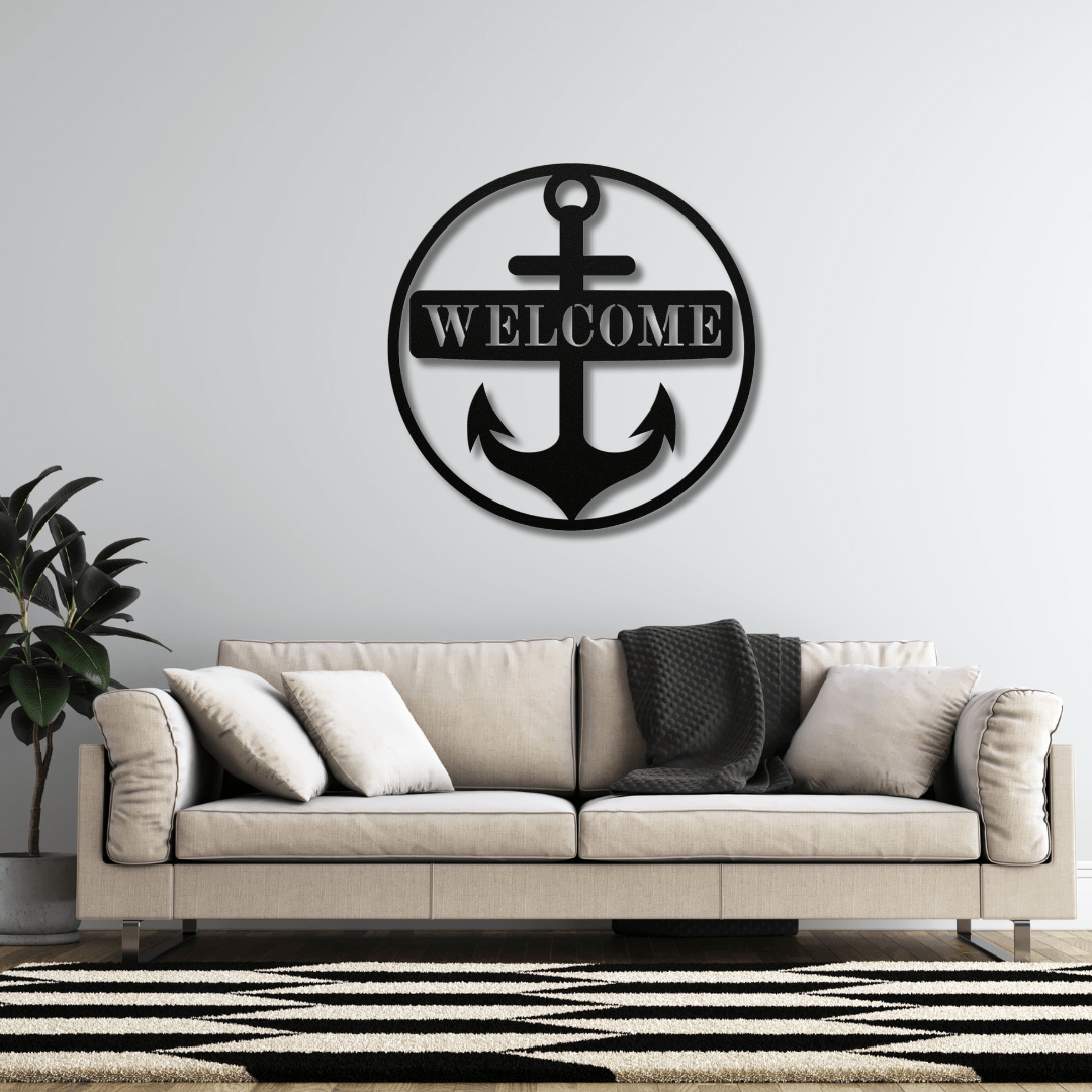 Wall Art Black / 12 Inch Anchor Welcome Sign