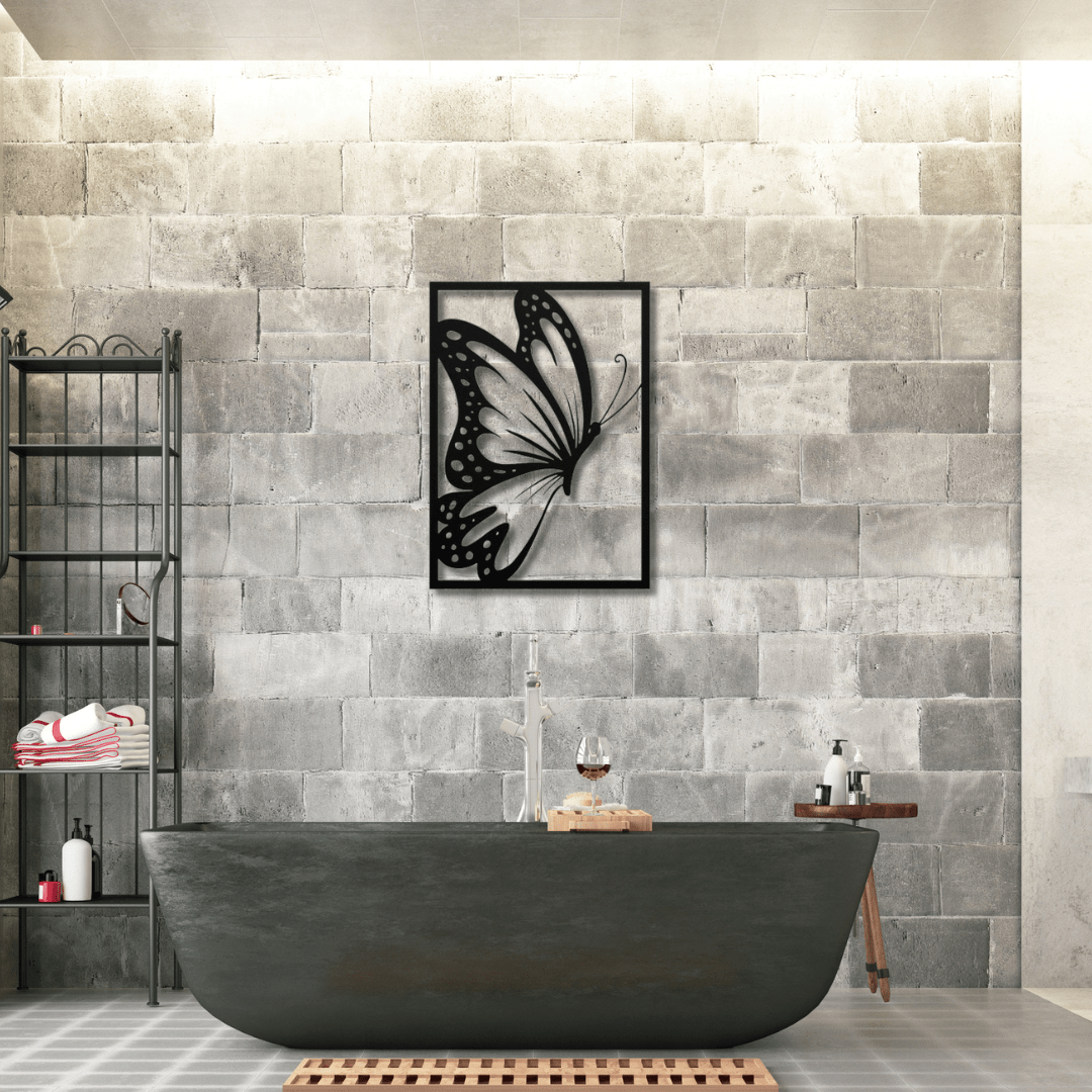 Wall Art Black / 12 Inch Butterfly in Rectangle Frame