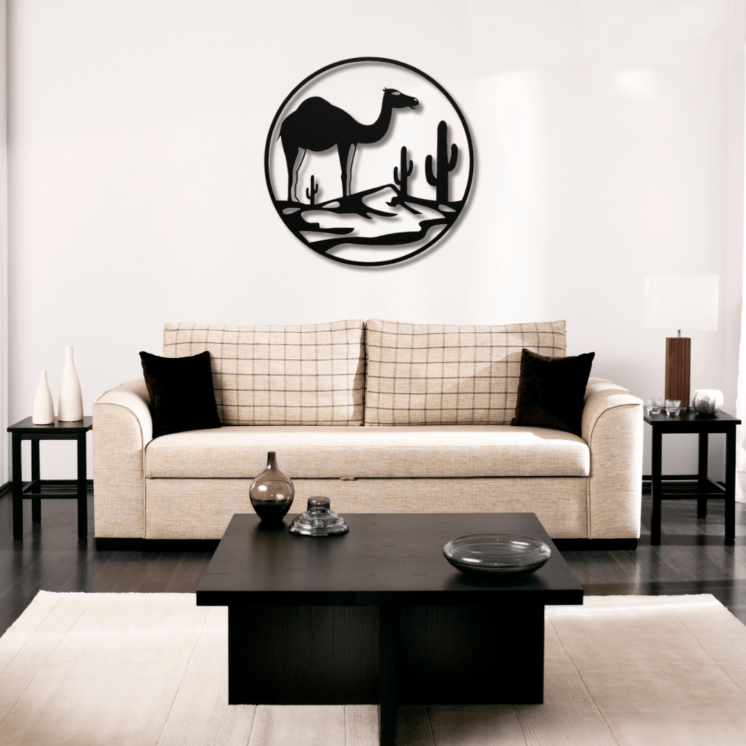 Wall Art Black / 12 Inch Camel in the Desert Wall Art