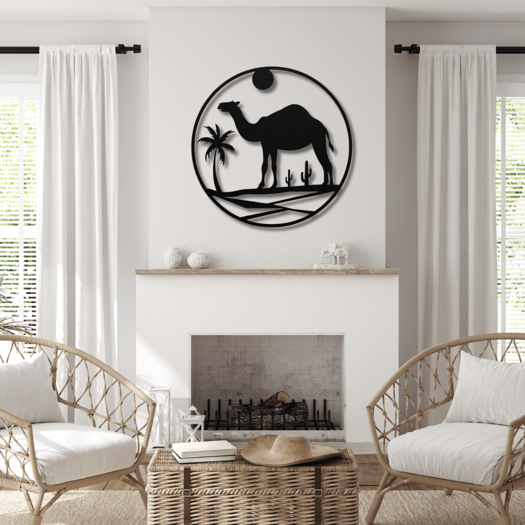 Wall Art Black / 12 Inch Camel in the Desert Wall Decor