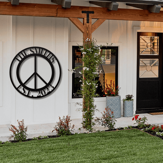 Wall Art Black / 12 Inch Custom Peace Name Sign with Established Date