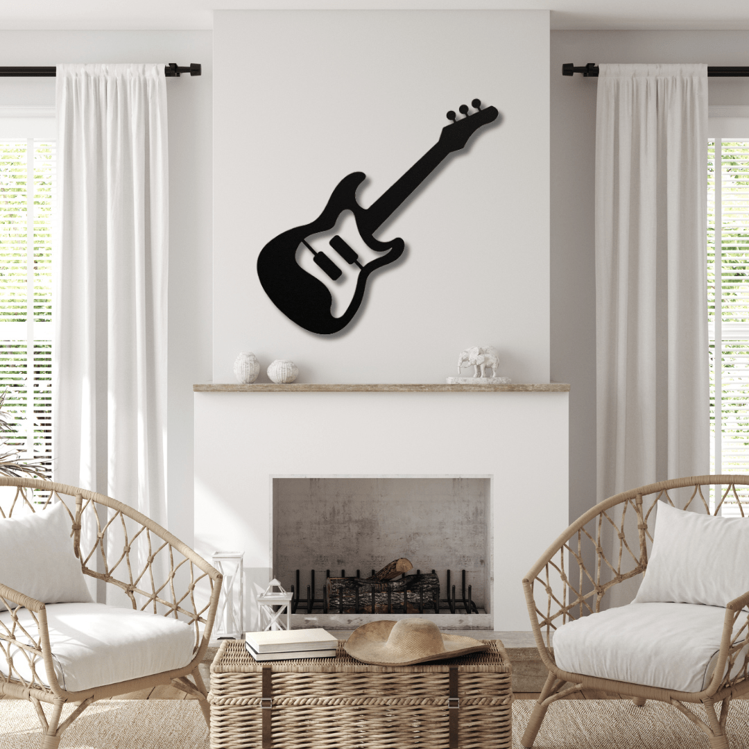 Wall Art Black / 12 Inch Electric Guitar Wall Art