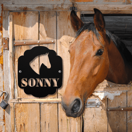 Wall Art Black / 12 Inch Elegant Equine Profile Nameplate