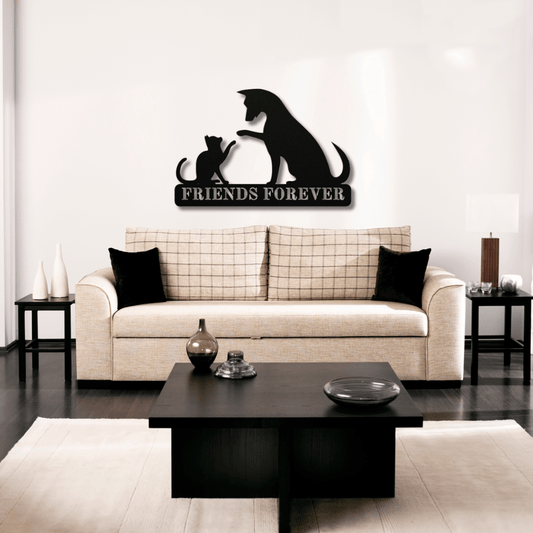 Wall Art Black / 12 Inch Friends Forever Cat and Dog Wall Decor