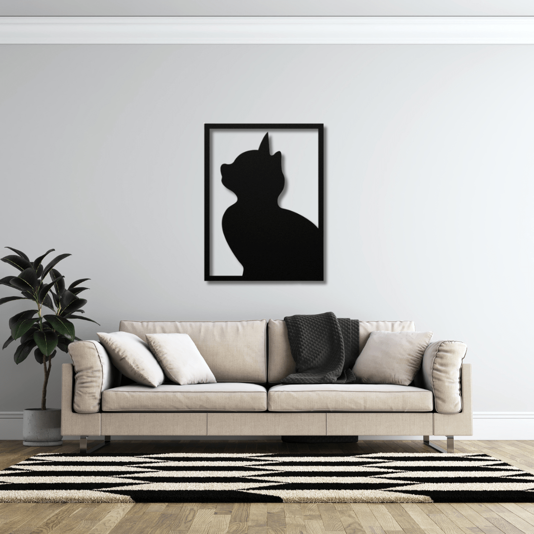 Wall Art Black / 12 Inch Gazing Cat Wall Art