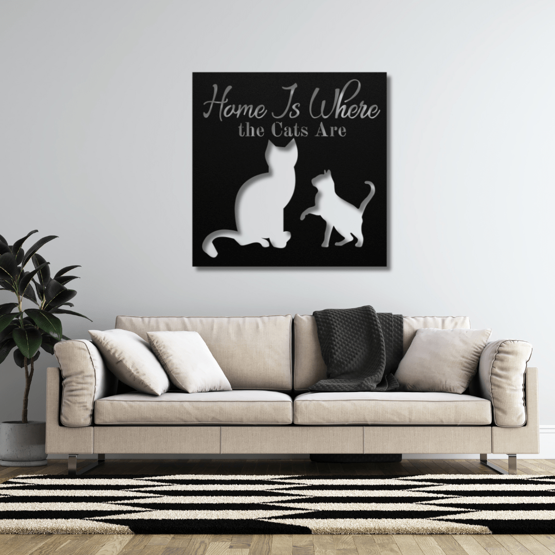 Wall Art Black / 12 Inch Home is Where the Cats Are