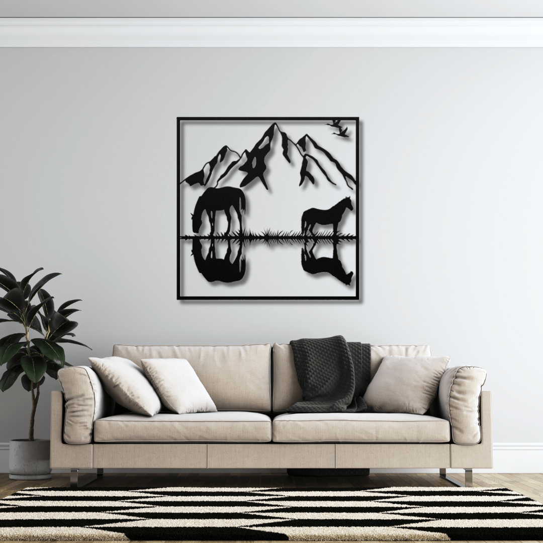 Wall Art Black / 12 Inch Horse Reflections