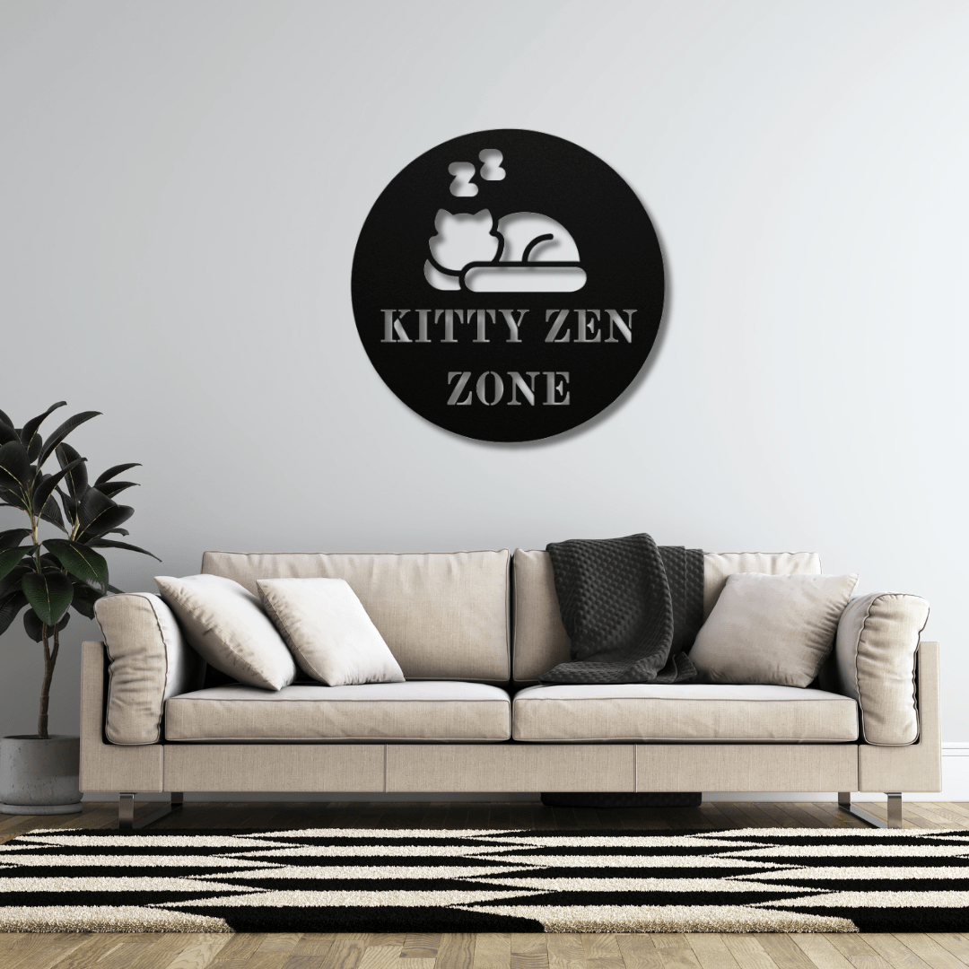 Wall Art Black / 12 Inch Kitty Zen Zone Cat Wall Art