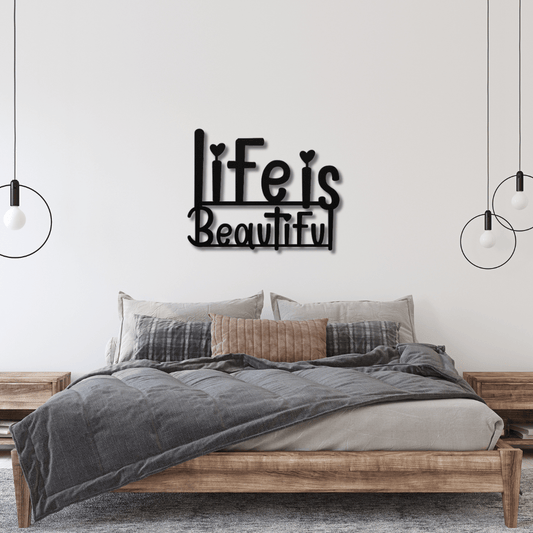 Wall Art Black / 12 Inch Life is Beautiful Wall Art