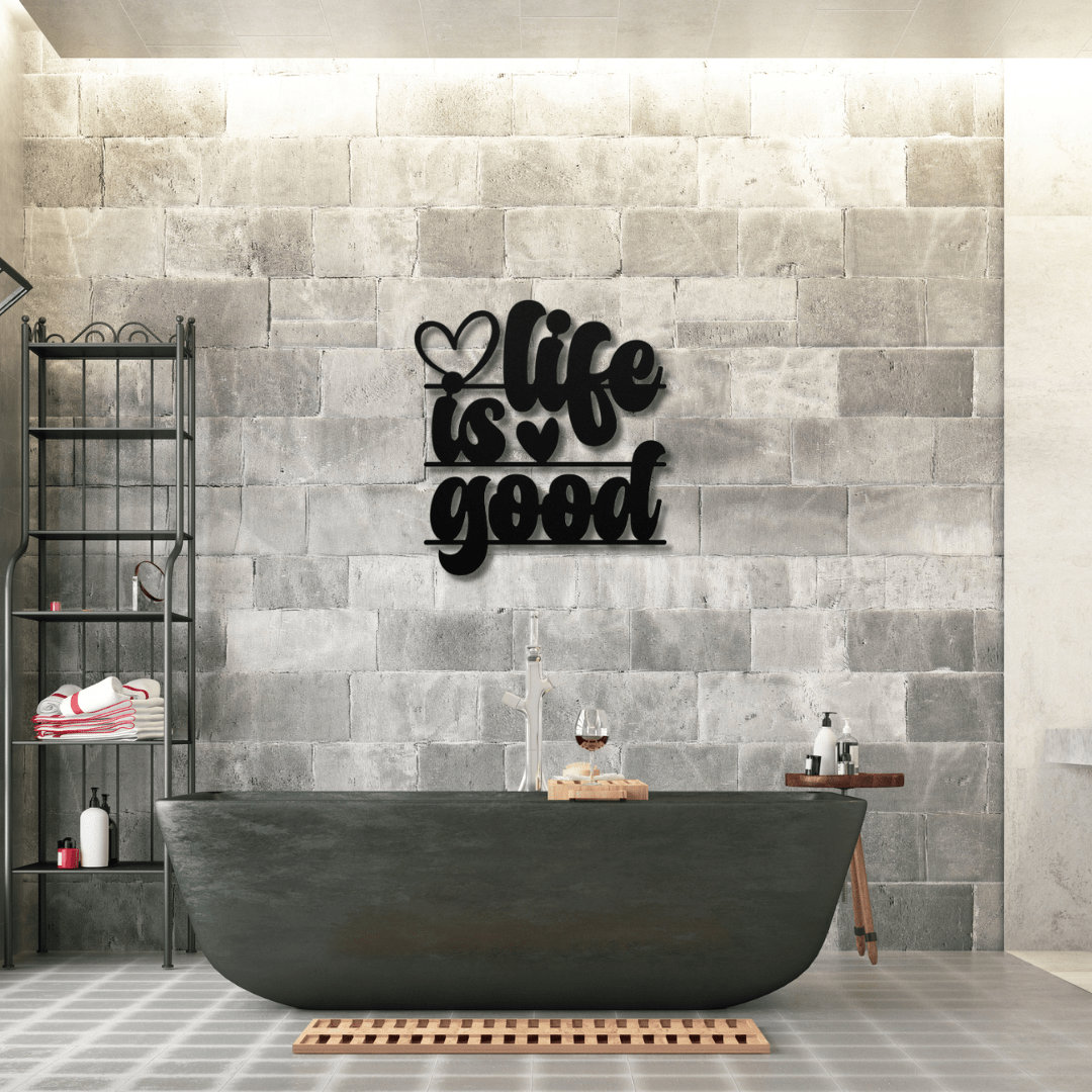 Wall Art Black / 12 Inch Life is Good Metal Word Art