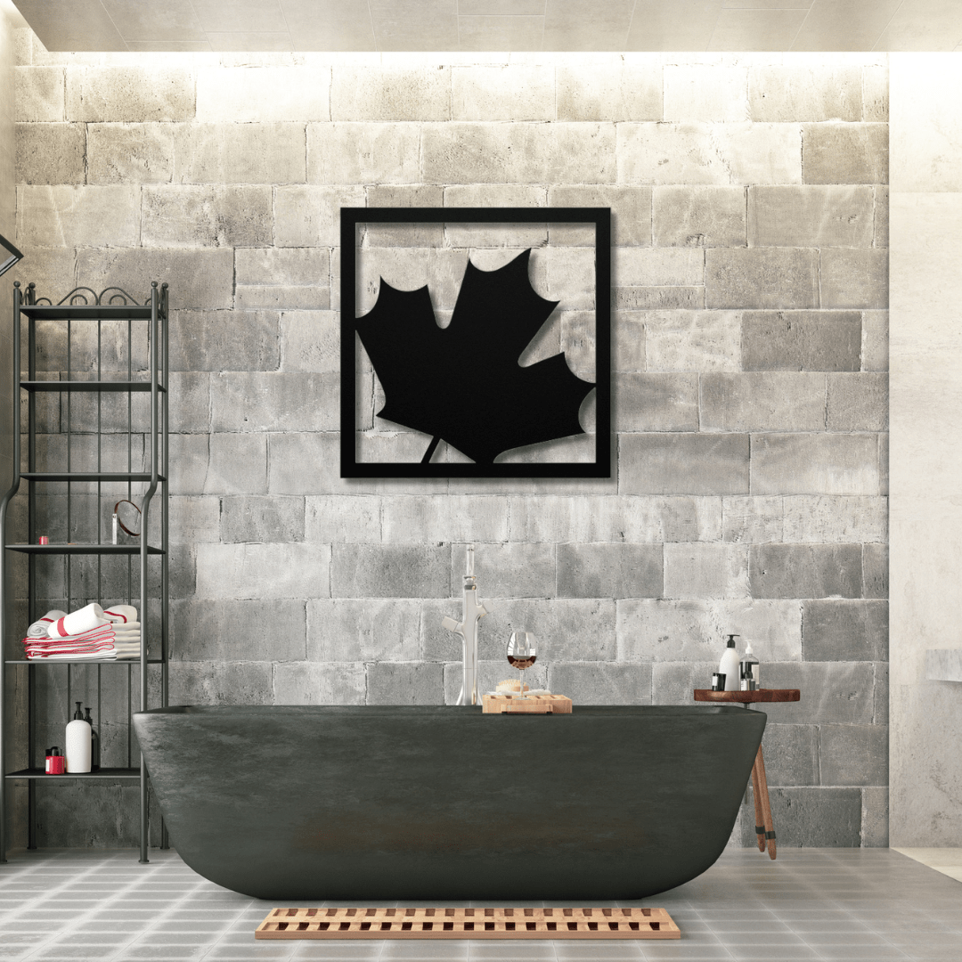 Wall Art Black / 12 Inch Maple Leaf in a Square Frame