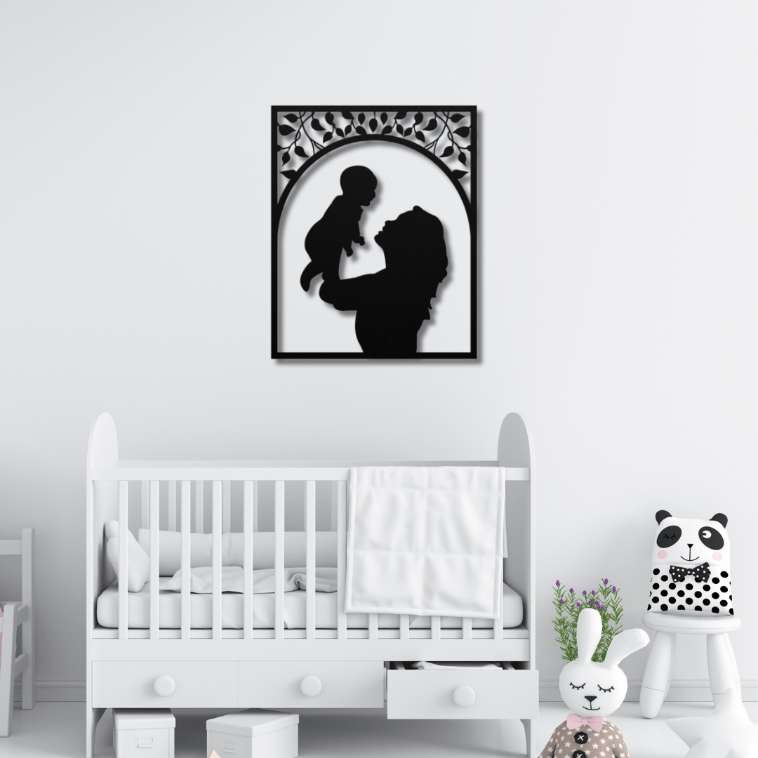 Wall Art Black / 12 Inch Mom and Baby Wall Art