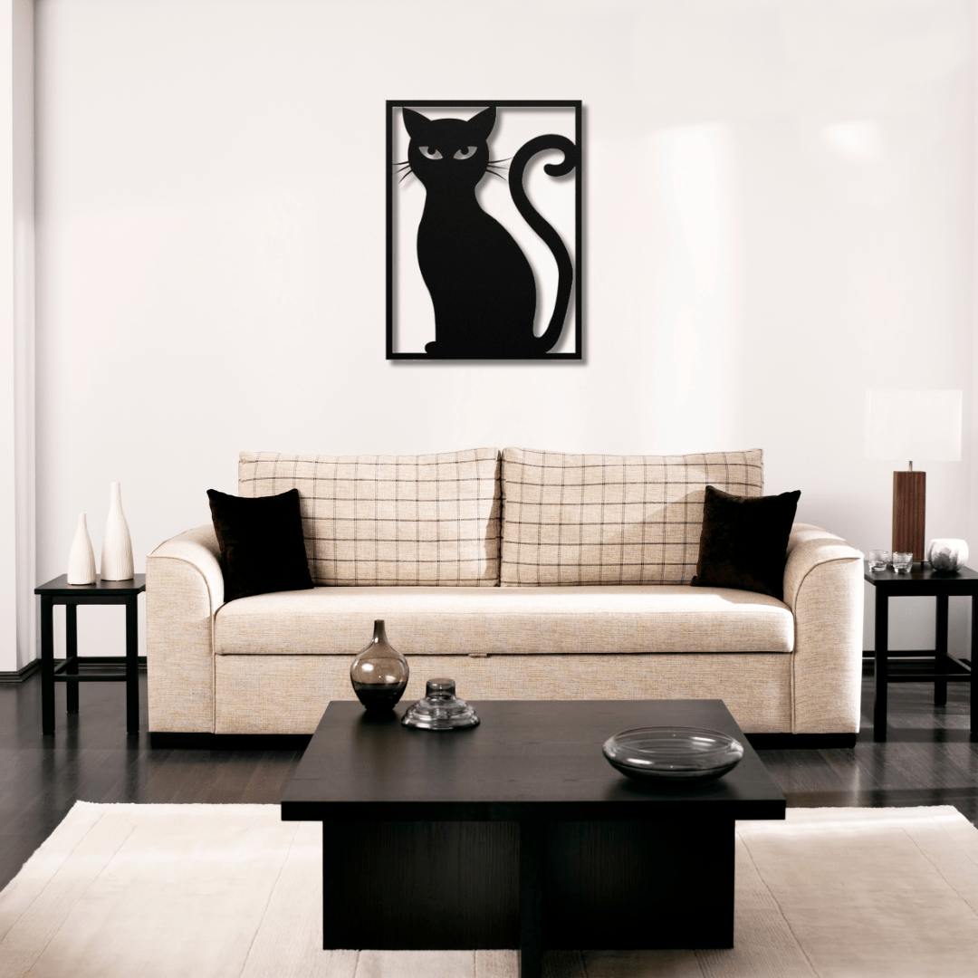 Wall Art Black / 12 Inch Poised Cat Wall Art