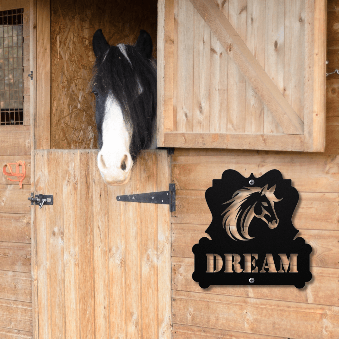 Wall Art Black / 12 Inch Regal Horsehead Nameplate