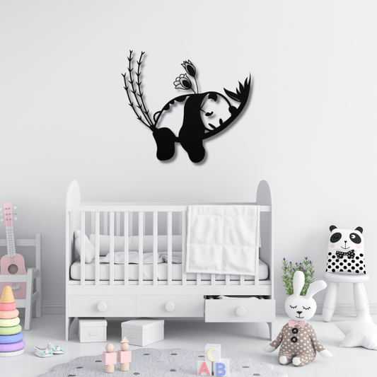 Wall Art Black / 12 Inch Sleeping Panda Bear Wall Art