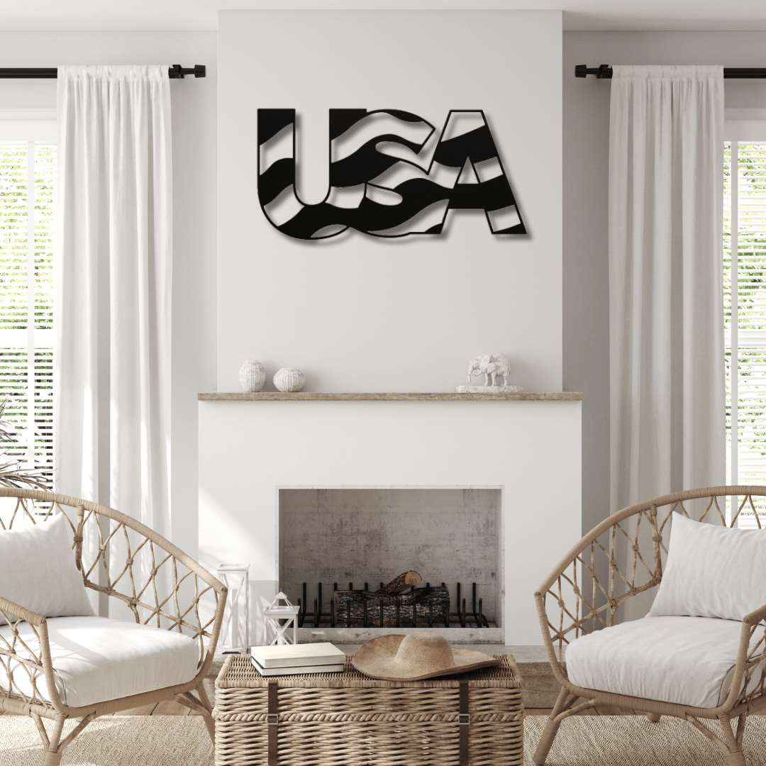 Wall Art Black / 12 Inch USA Word Art