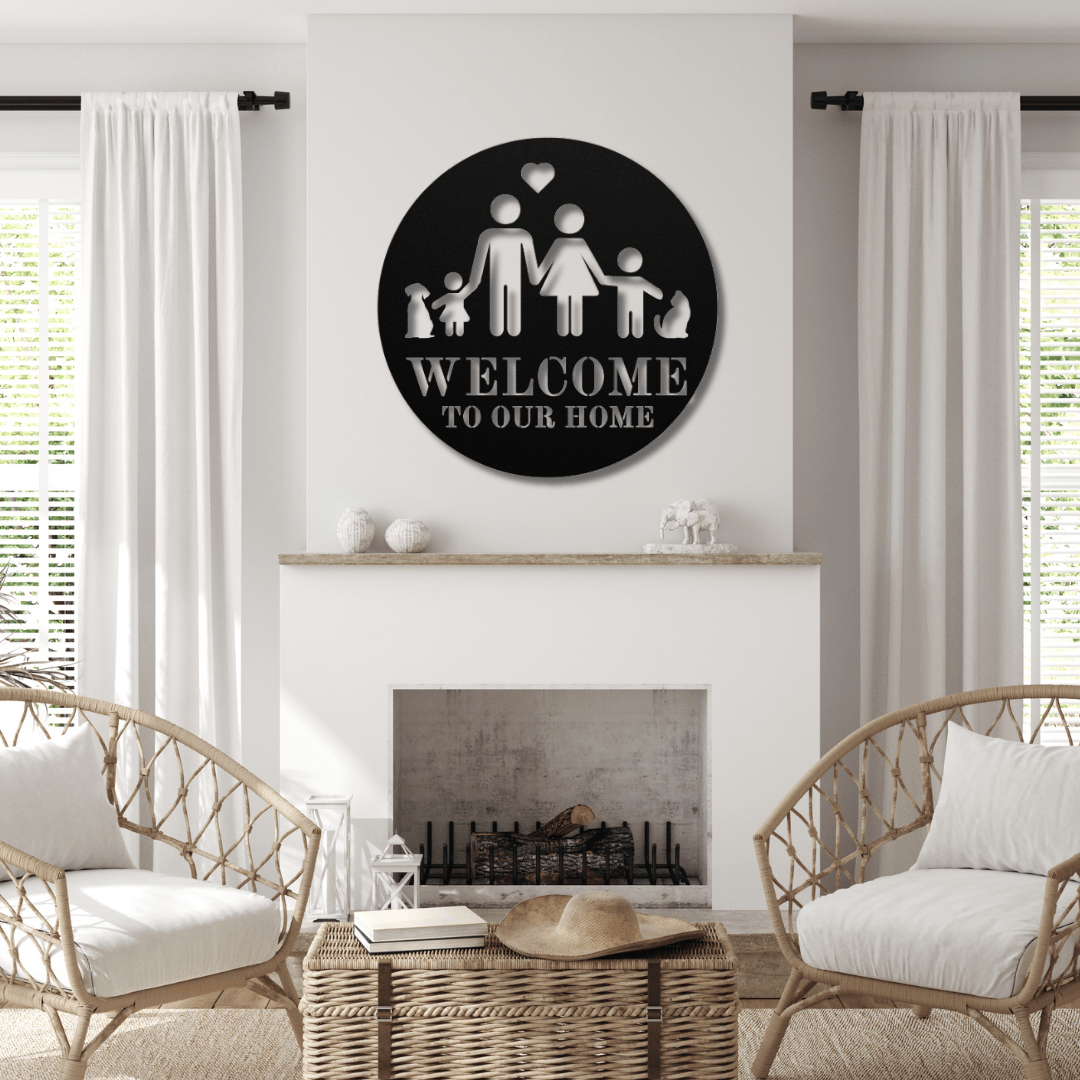 Wall Art Black / 12 Inch Welcome to Our Home with Family