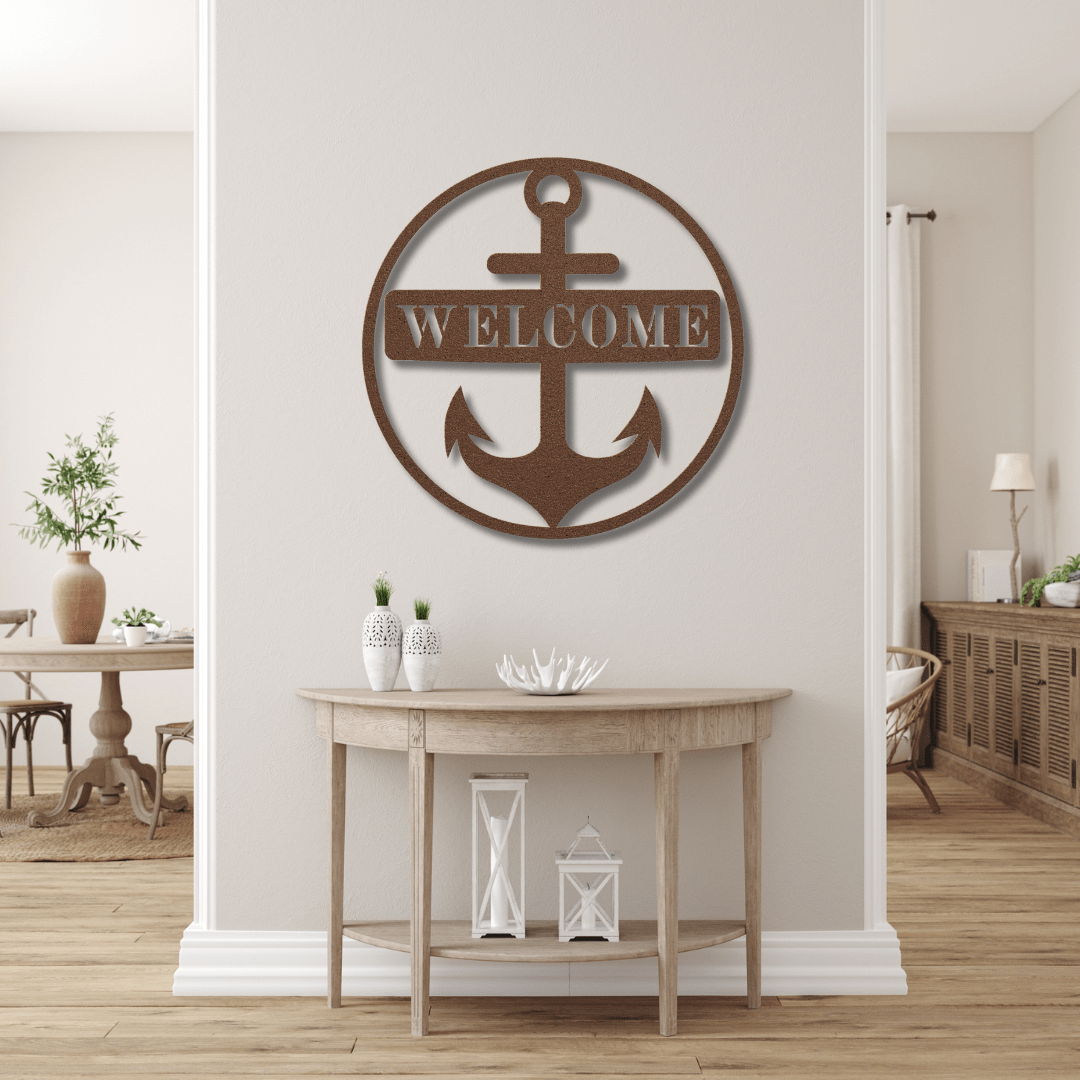 Wall Art Copper / 12 Inch Anchor Welcome Sign