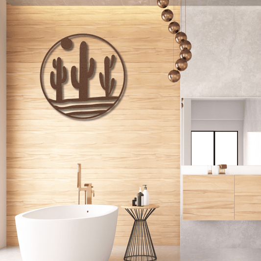 Wall Art Copper / 12 Inch Cactus Themed Wall Art