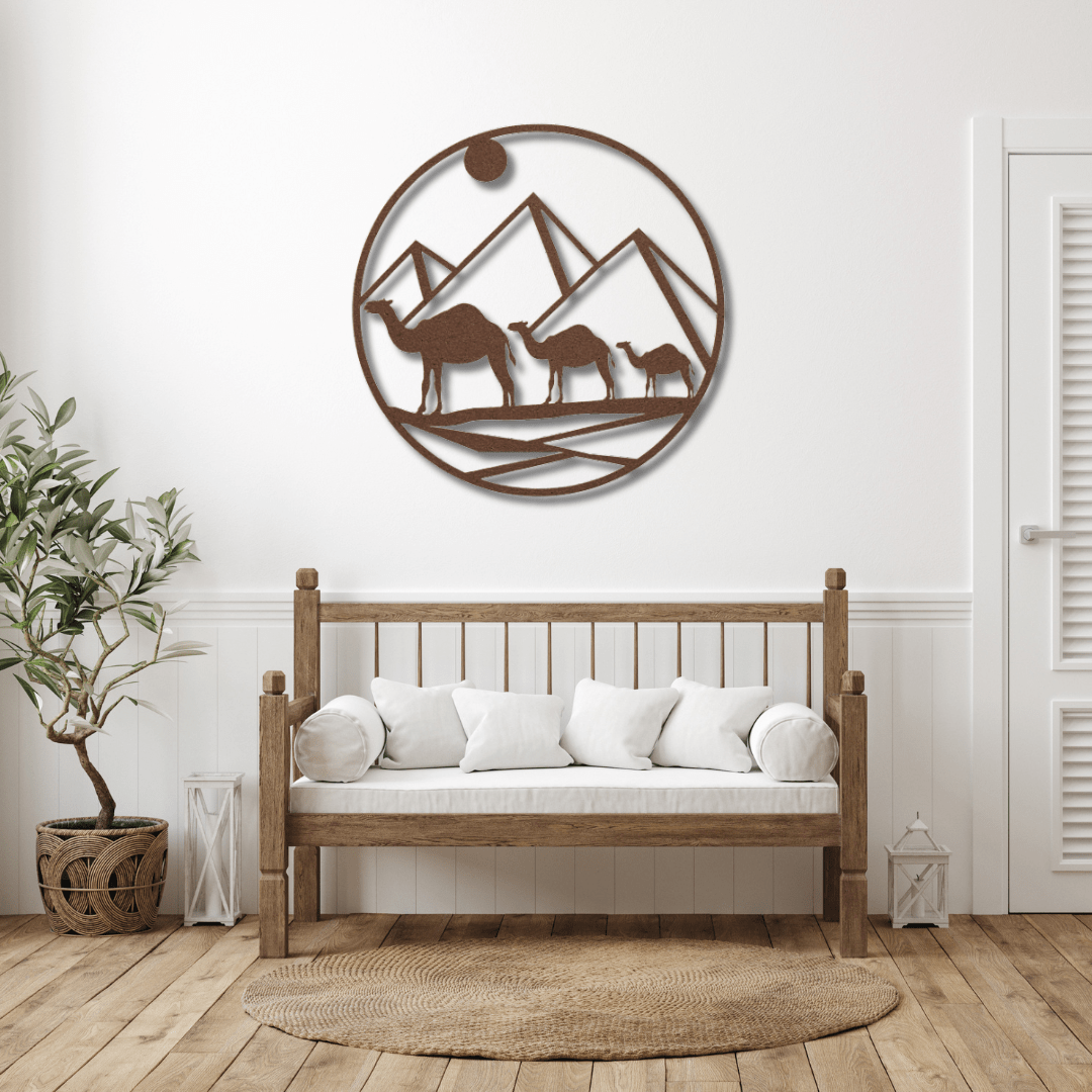 Wall Art Copper / 12 Inch Camels Walking in the Desert Wall Art