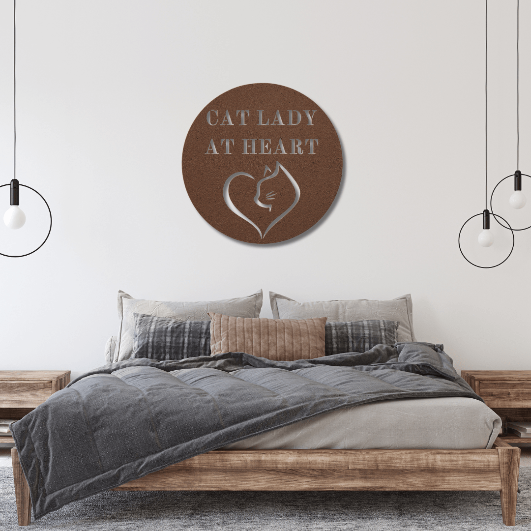 Wall Art Copper / 12 Inch Cat Lady At Heart Wall Art