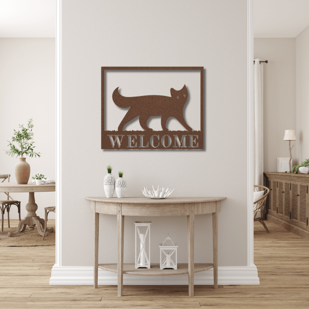 Wall Art Copper / 12 Inch Cat Welcome Sign