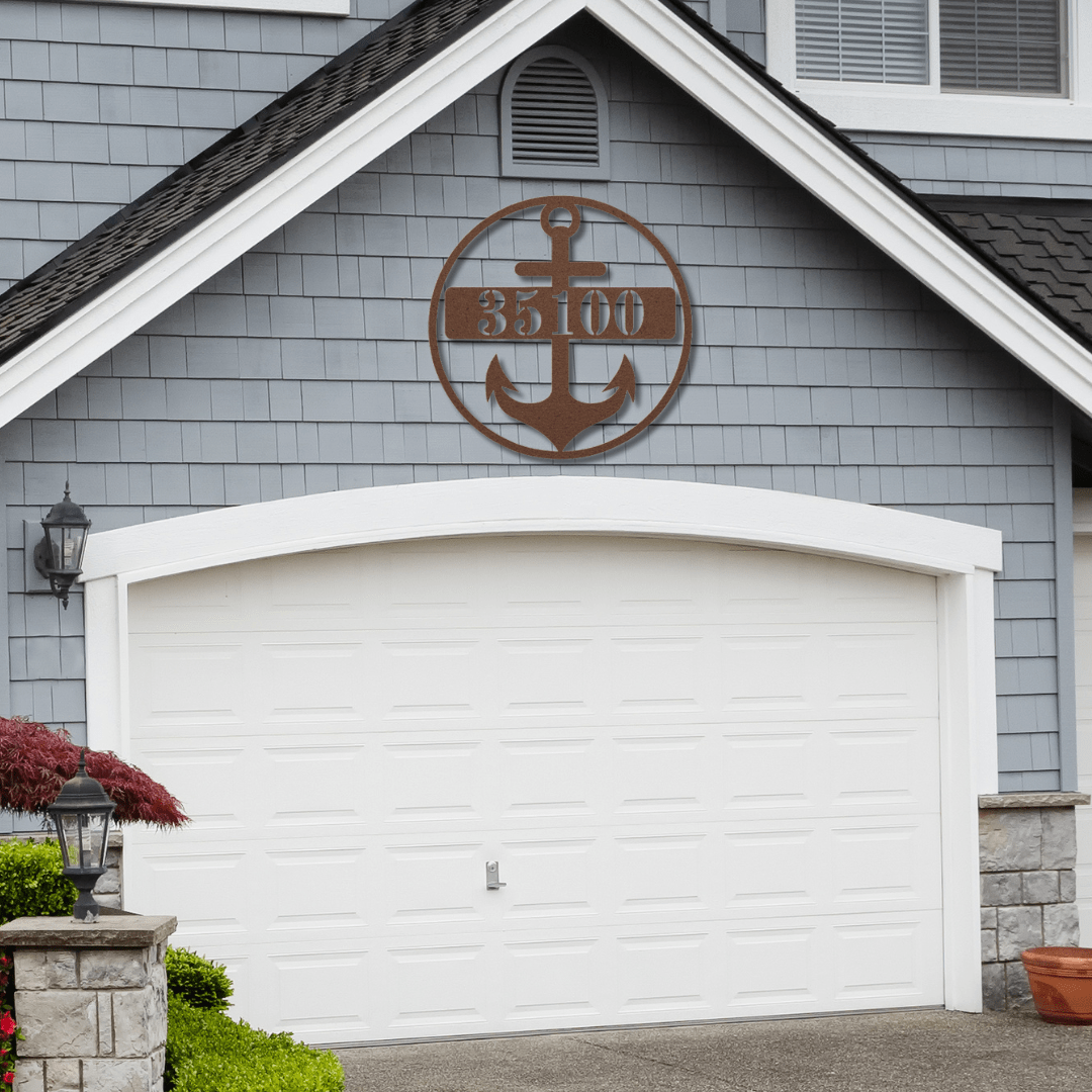 Wall Art Copper / 12 Inch Custom Address Anchor Sign