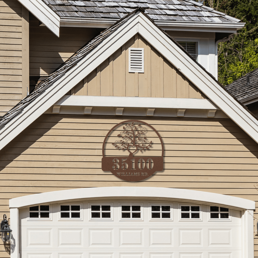 Wall Art Copper / 12 Inch Custom Address Sign with Family Tree