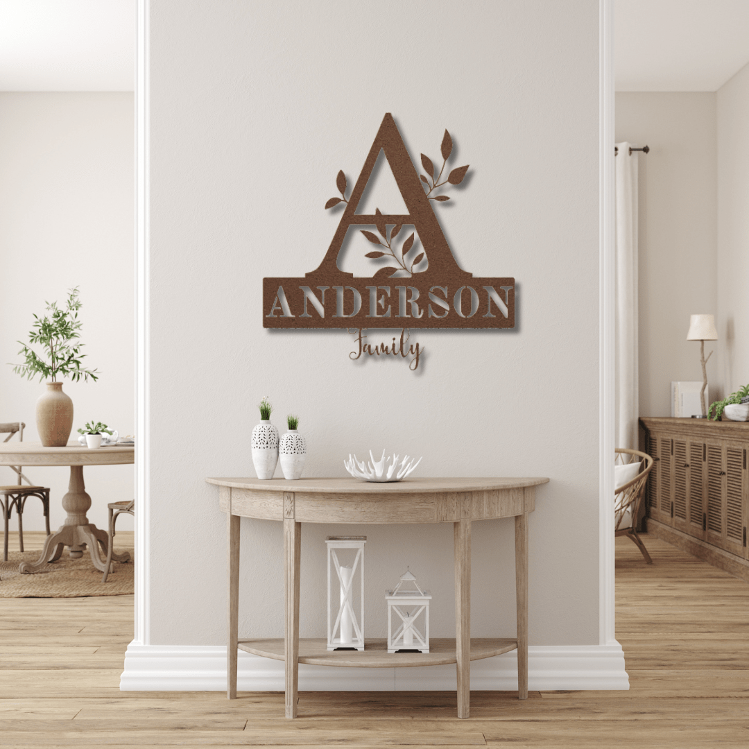 Wall Art Copper / 12 Inch Custom Family Monogram and Name Sign