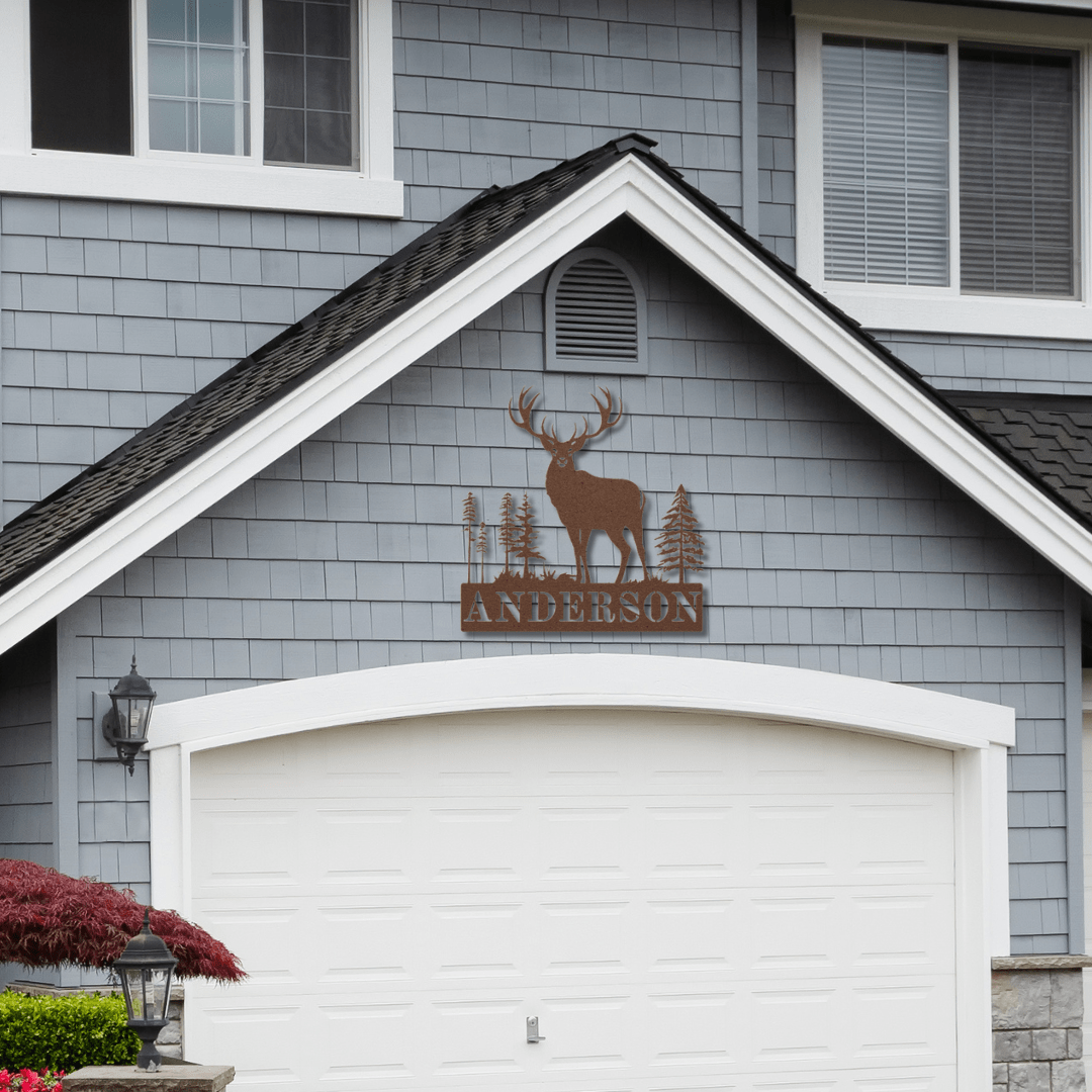 Wall Art Copper / 12 Inch Custom Name Sign with Elk