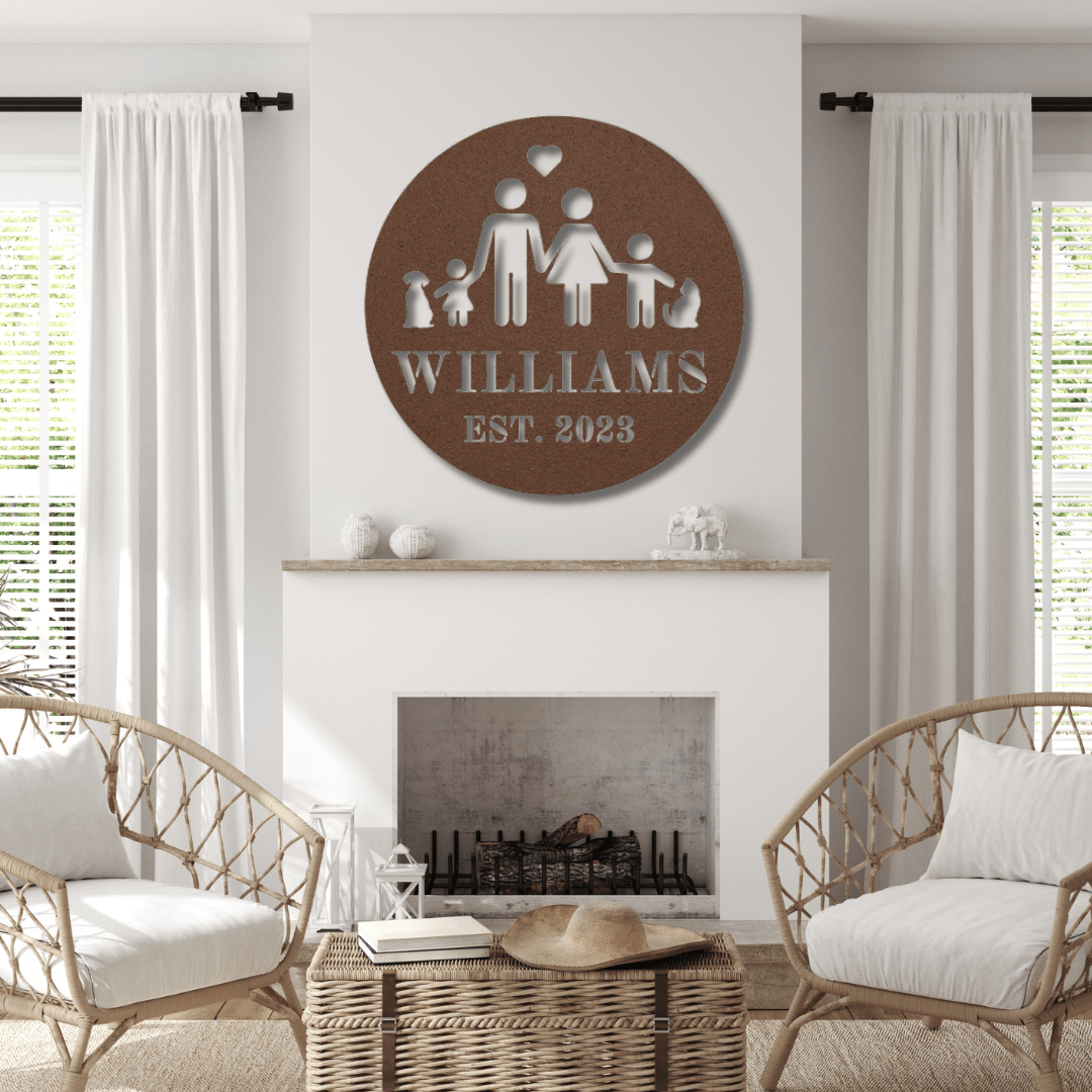 Wall Art Copper / 12 Inch Family Custom Name Sign