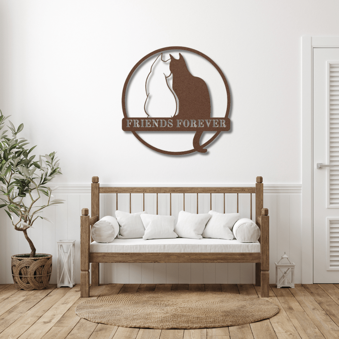 Wall Art Copper / 12 Inch Friends Forever Cat Wall Art