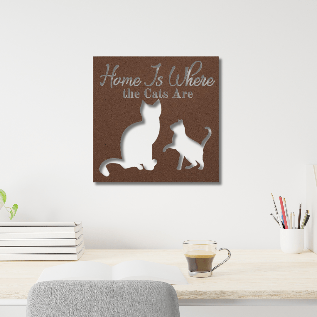 Wall Art Copper / 12 Inch Home is Where the Cats Are