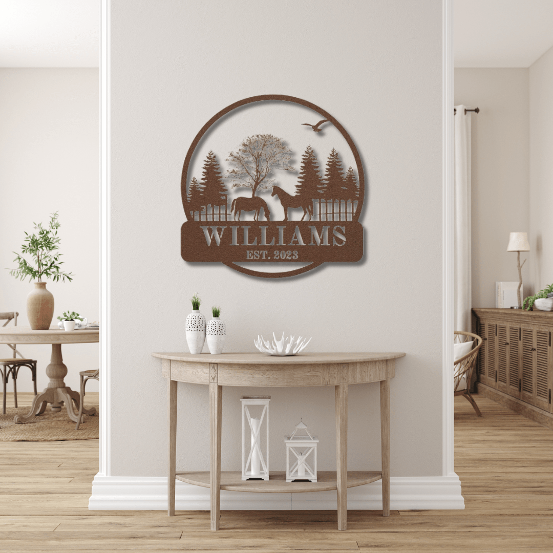 Wall Art Copper / 12 Inch Horse Custom Name Sign