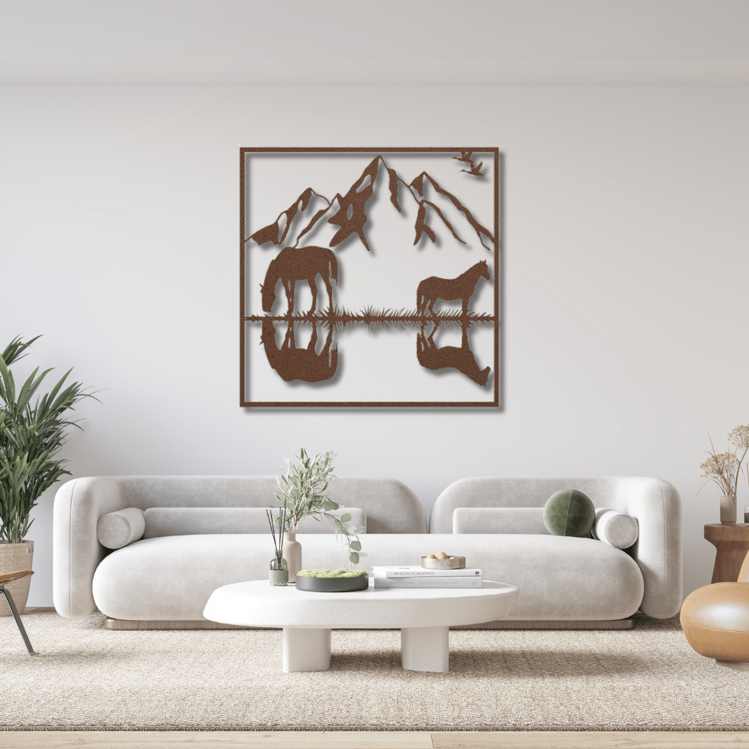 Wall Art Copper / 12 Inch Horse Reflections