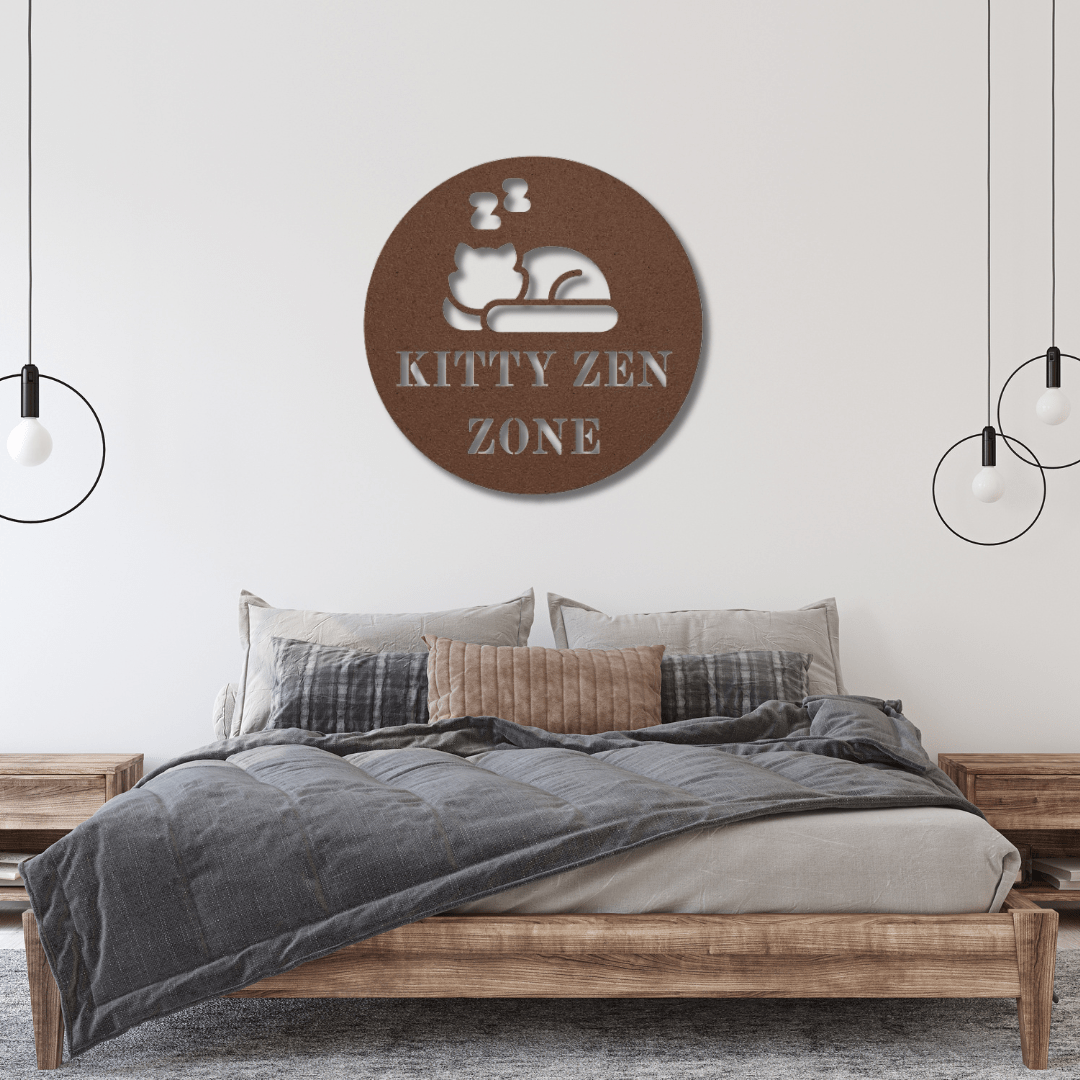 Wall Art Copper / 12 Inch Kitty Zen Zone Cat Wall Art