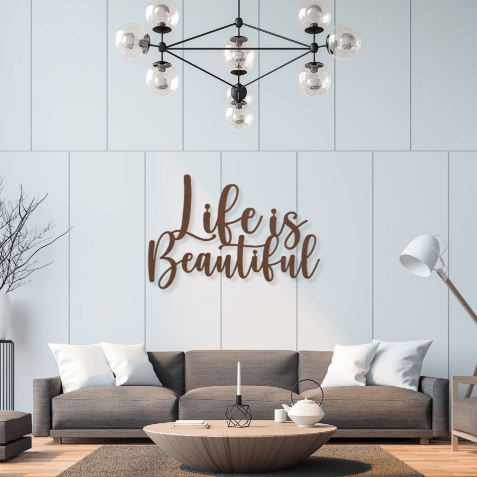 Wall Art Copper / 12 Inch Life is Beautiful Word Art