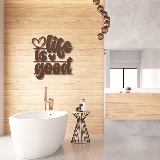 Wall Art Copper / 12 Inch Life is Good Metal Word Art