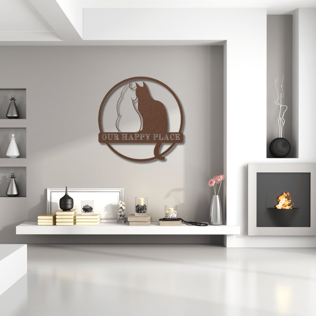 Wall Art Copper / 12 Inch Our Happy Place Cat Wall Art