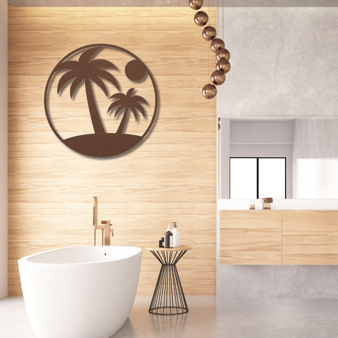 Wall Art Copper / 12 Inch Palm Tree Wall Art