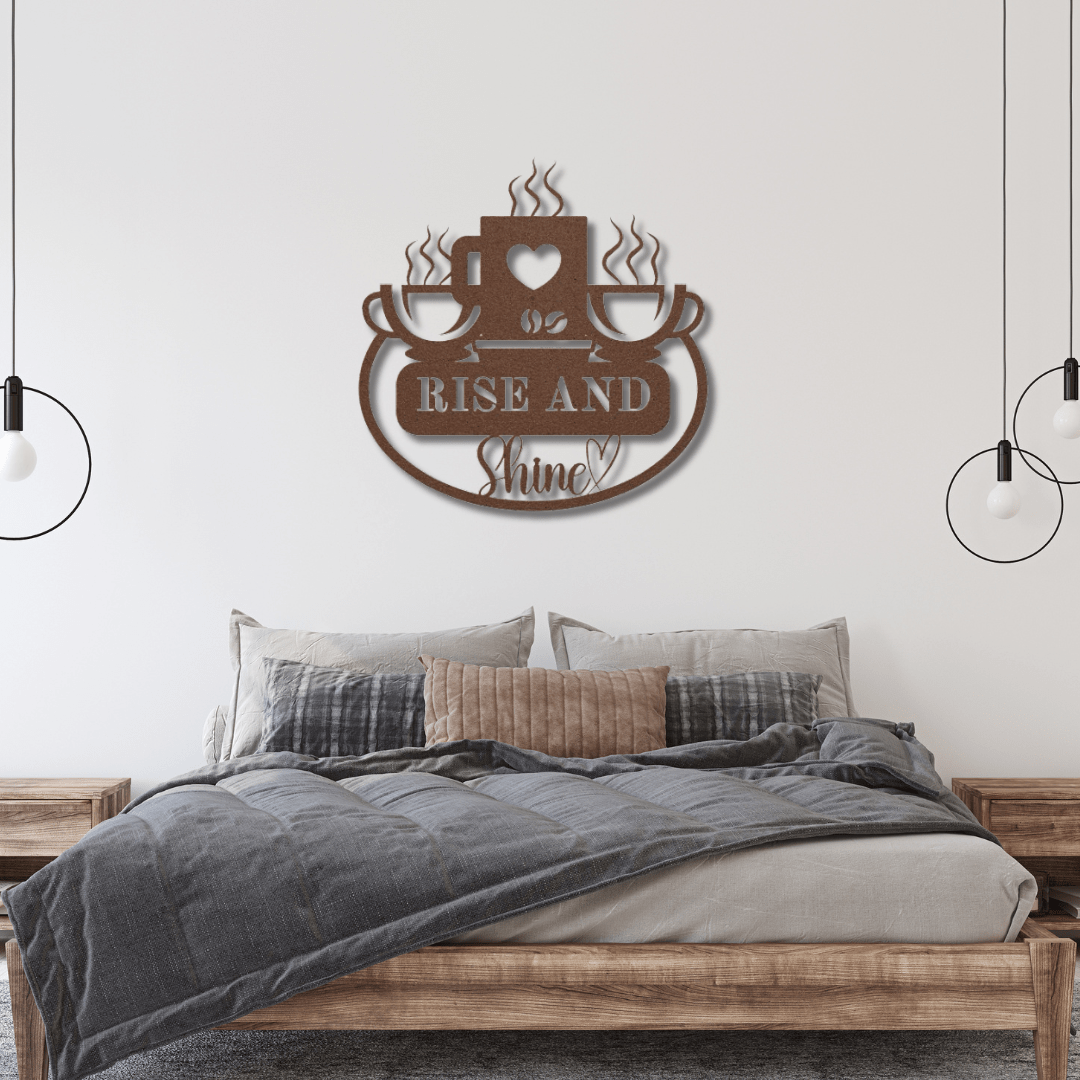 Wall Art Copper / 12 Inch Rise and Shine Coffee Art