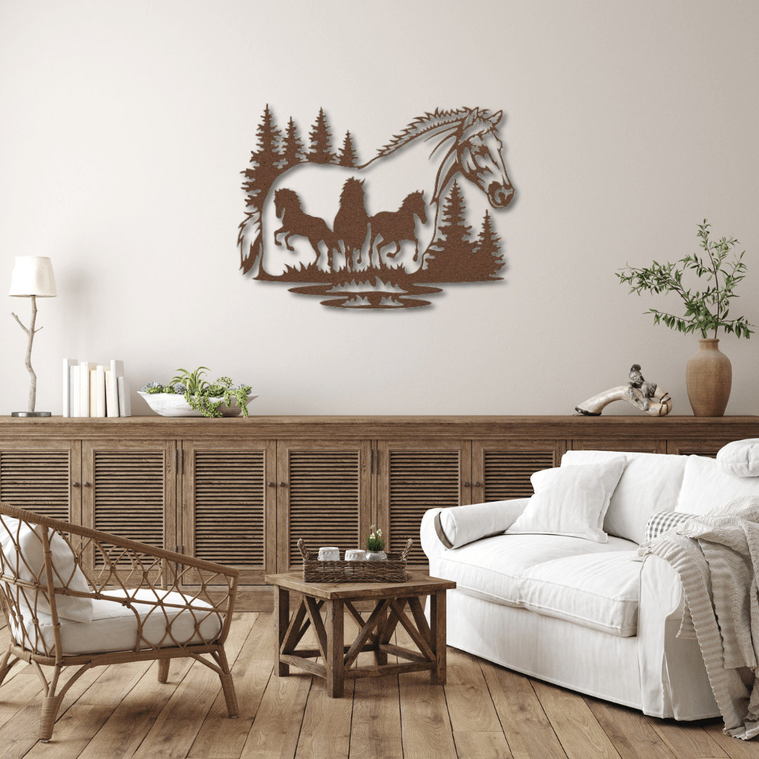 Wall Art Copper / 12 Inch Running Horse Metal Wall Art