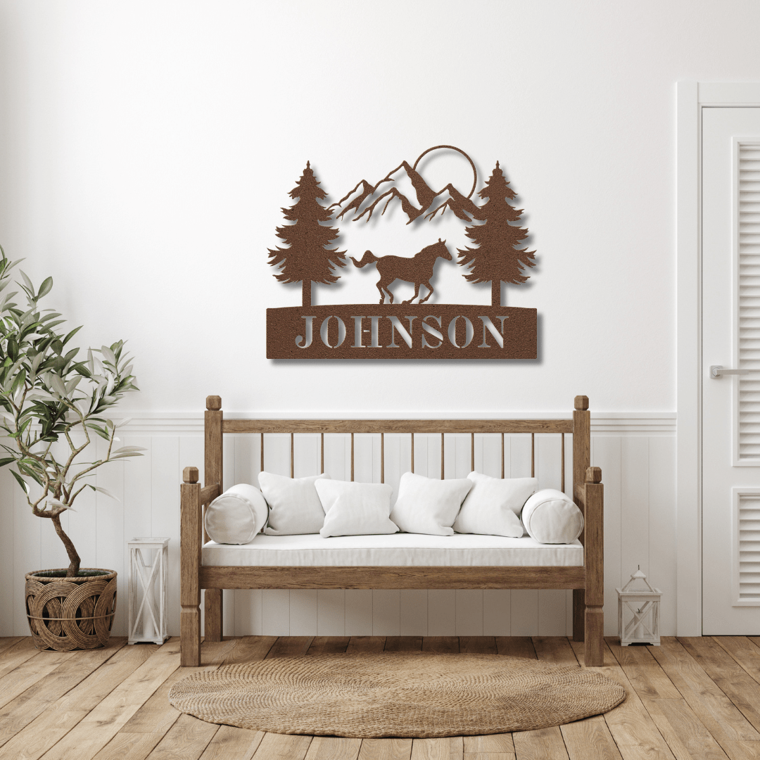 Wall Art Copper / 12 Inch Running Horse Name Sign