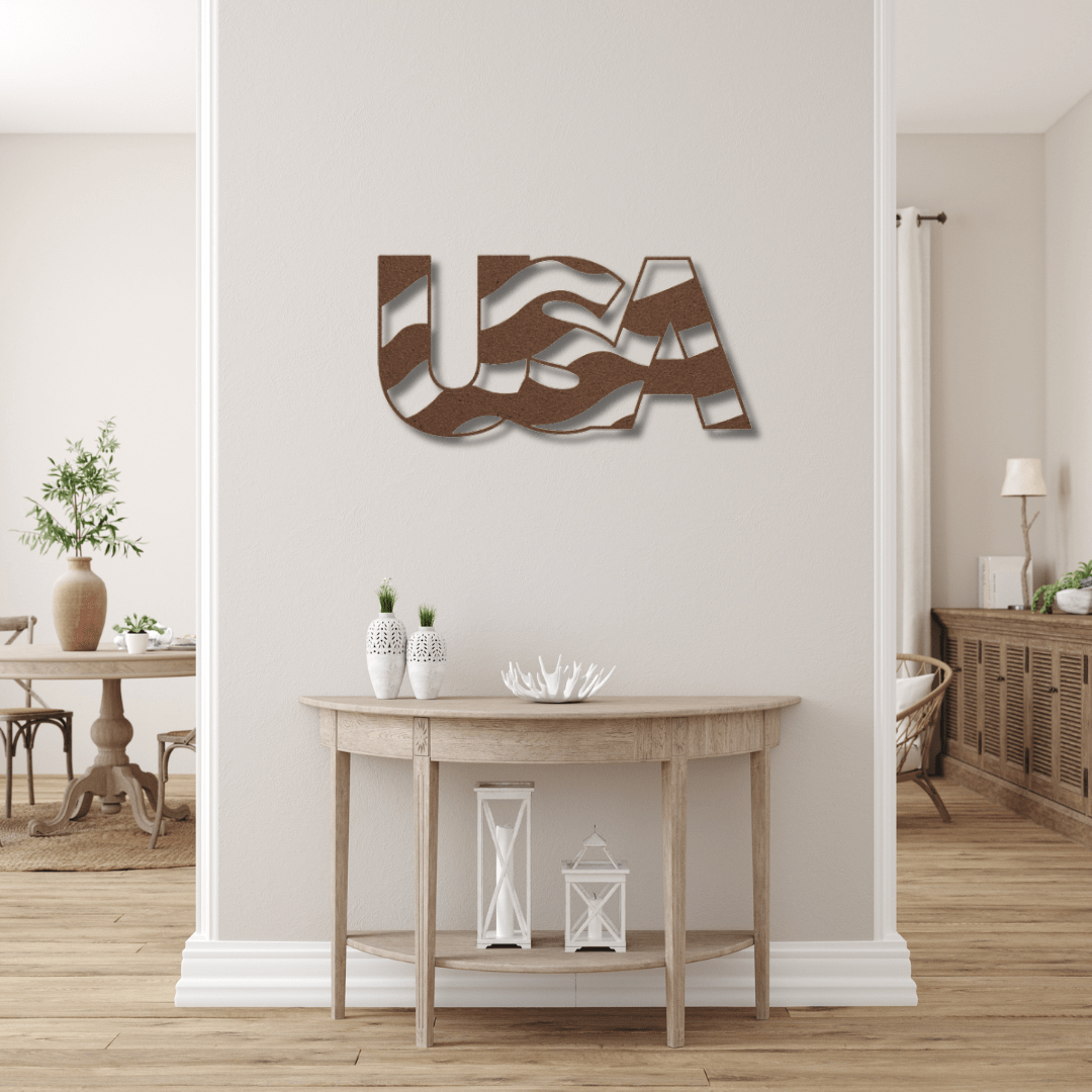 Wall Art Copper / 12 Inch USA Word Art