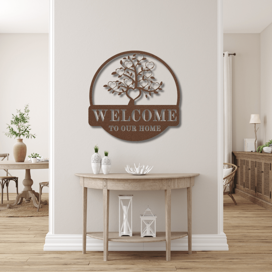 Wall Art Copper / 12 Inch Welcome to Our Home Family Tree