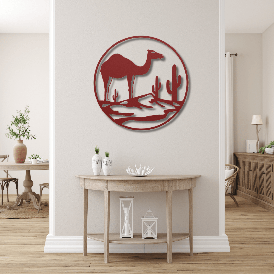 Wall Art Red / 12 Inch Camel in the Desert Wall Art