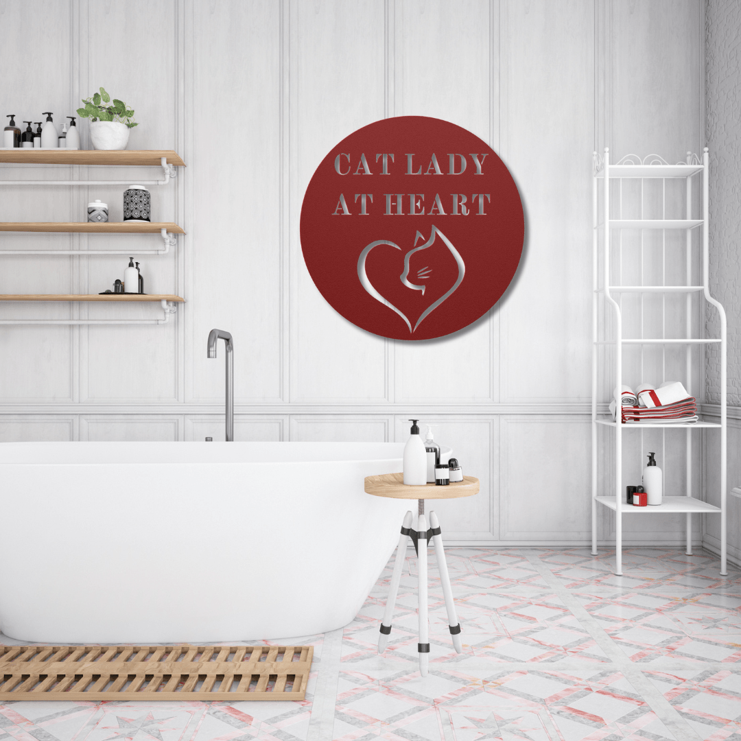 Wall Art Red / 12 Inch Cat Lady At Heart Wall Art