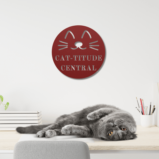 Wall Art Red / 12 Inch Cat-titude Central Cat Wall Art