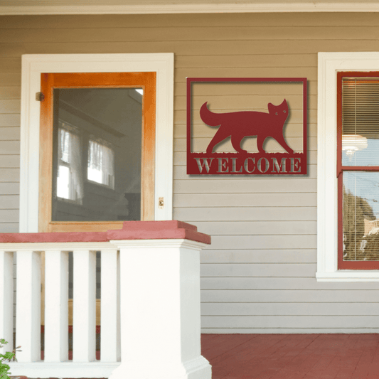 Wall Art Red / 12 Inch Cat Welcome Sign