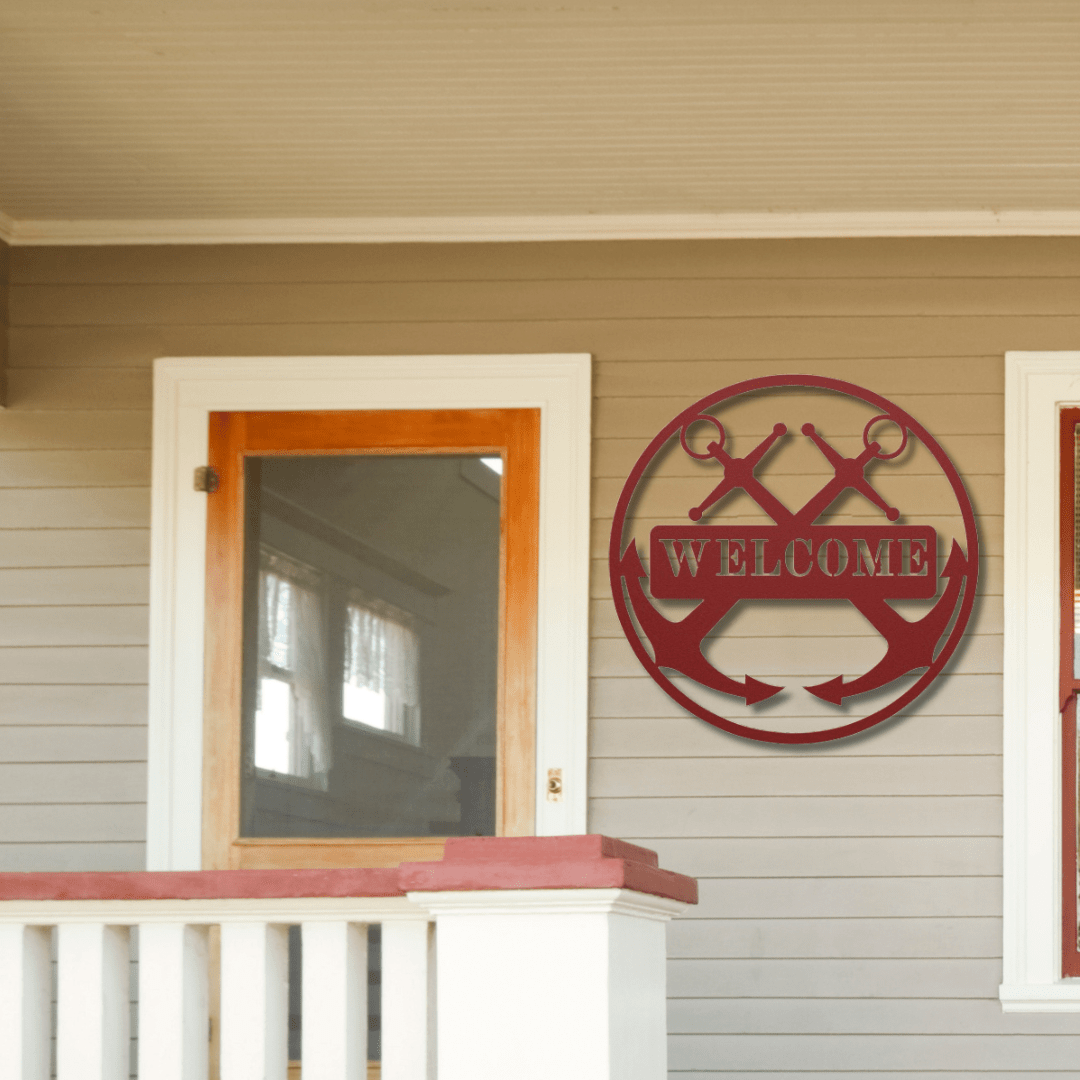 Wall Art Red / 12 Inch Double Anchor Welcome Sign